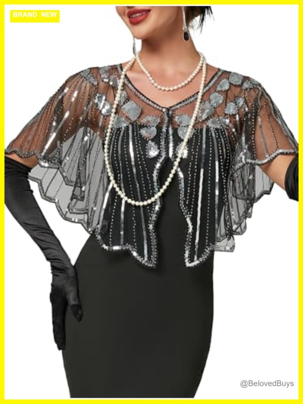 1920s Shawl Wrap Sequin Flapper Evening Shawl Gatsby Party Accessories